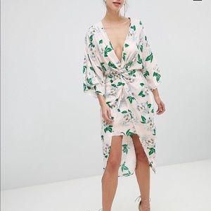 ASOS DESIGN pretty floral satin kimono midi dress